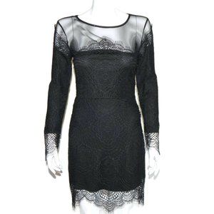 FOR LOVE & LEMONS Black Lace Mesh Long Sleeve Sexy Womans Dress size S /5331